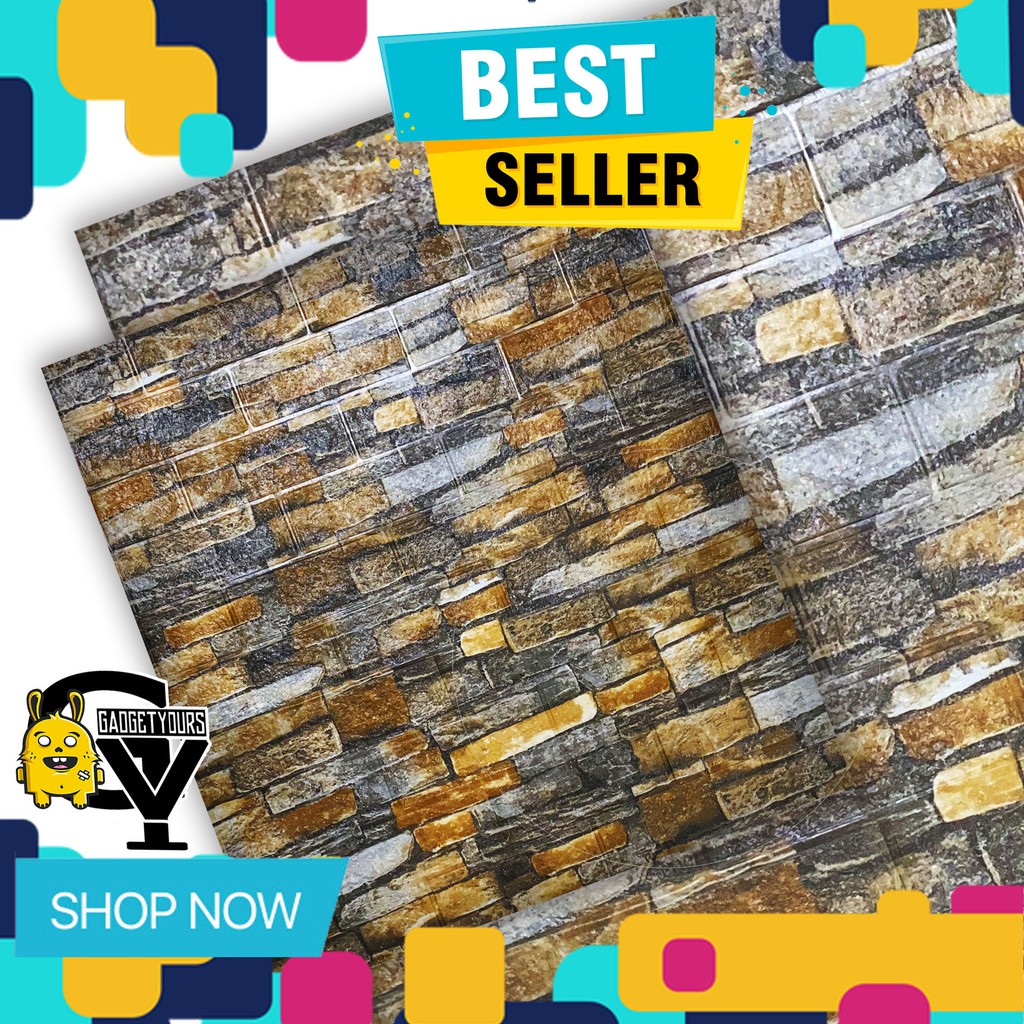 WALLPAPER 3D BRICK FOAM CORAK BATU ALAM WALLPAPER DINDING BATU BATA PUTIH DAN CORAK BATA-CORAK COKLAT