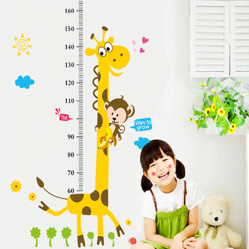 TERLARIS Wallpaper Stiker Dinding Pengukur Tinggi Badan Anak Room Decor - ALAT  Pengukur Tinggi Badan Anak - Sticker Wallpaper Dinding Cartoon Giraffe Ruler 50x70cm - Pengukur Tinggi Badan Anak Karakter Alat Ukur Tinggi Badan Anak Karakter Alat Ukur