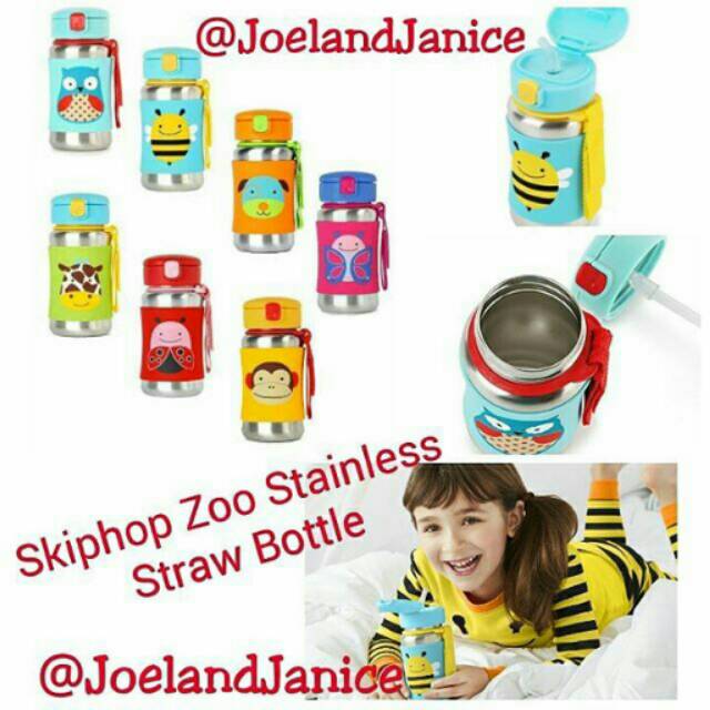 SkipHop Zoo Stainless Steel Kid Straw Bottle