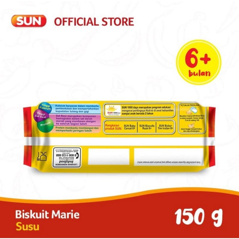 Sun Biskuit Marie Susu 80 gr &amp; 150 gr/Biskuit Bayi Anak Sun