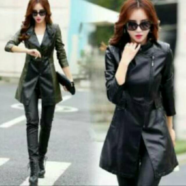 Jaket Semi Kulit Wanita  Kasual  Blazer/ Sintetis Premium.