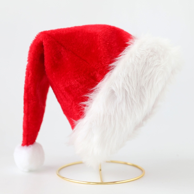 Topi Santa Claus Natal Bahan Plush Lembut Untuk Unisex