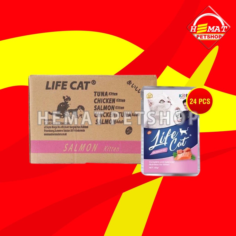 Makanan Basah Kucing Life Cat Sachet Pouch Grosir Dus isi 24 PCS 85 GR