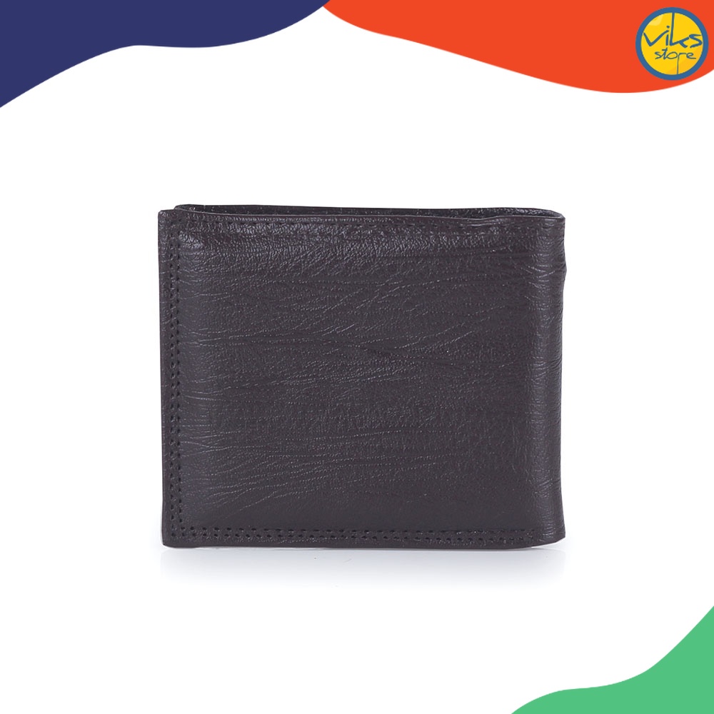 Dompet Cowok Pria Bahan Kulit Sintesis Wallet Polos Hitam Coklat