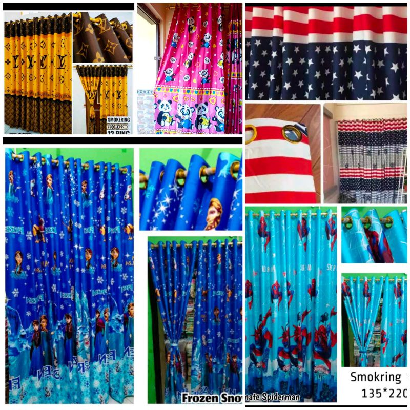 Gorden karakter katun/gordeng anak/ horden Homemade Spiderman, Frozen, panda, Lv , keropi ,america