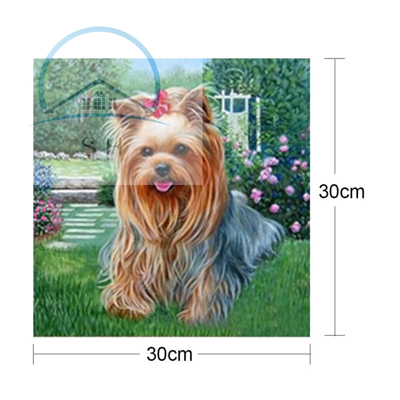 Lukisan Bordir Cross Stitch Diamond 5d Gambar Anjing Lucu Untuk