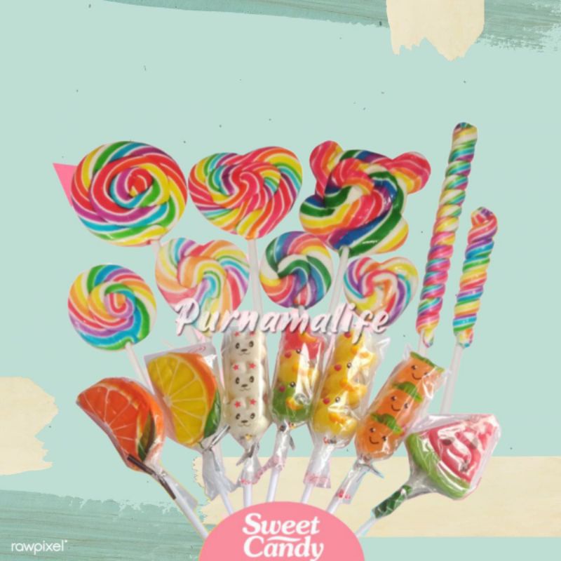 

Terlaris | Permen Lollipop karakter lucu/permen lollipop import karakter jeruk semangka rabbit bebek/permen import unik