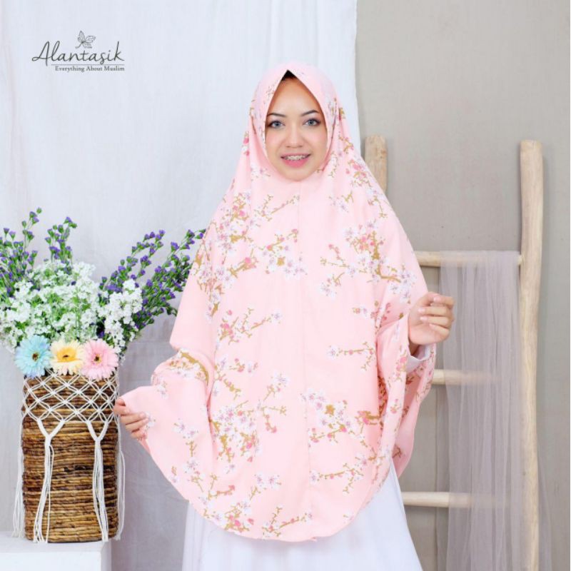 Alantasik - Jilbab wolfis XL Kinara Monalisa bunga SAKURA PET ANTEM EDISI RAMADHAN GR.5