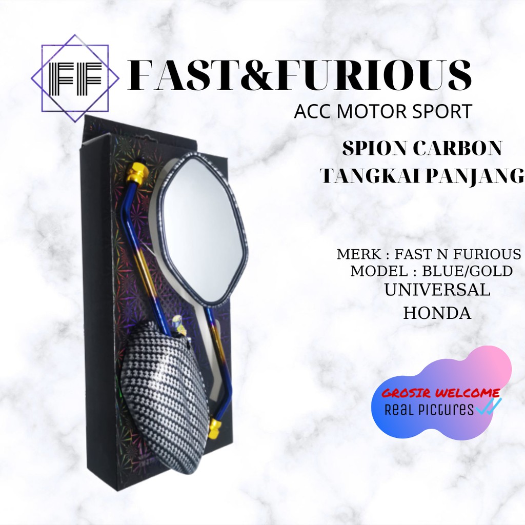 Spion Carbon Chrome Beat Drat Honda / Spion Karbon Chrome Beat Vario Scoopy Dll-TWOTONE PANJANG