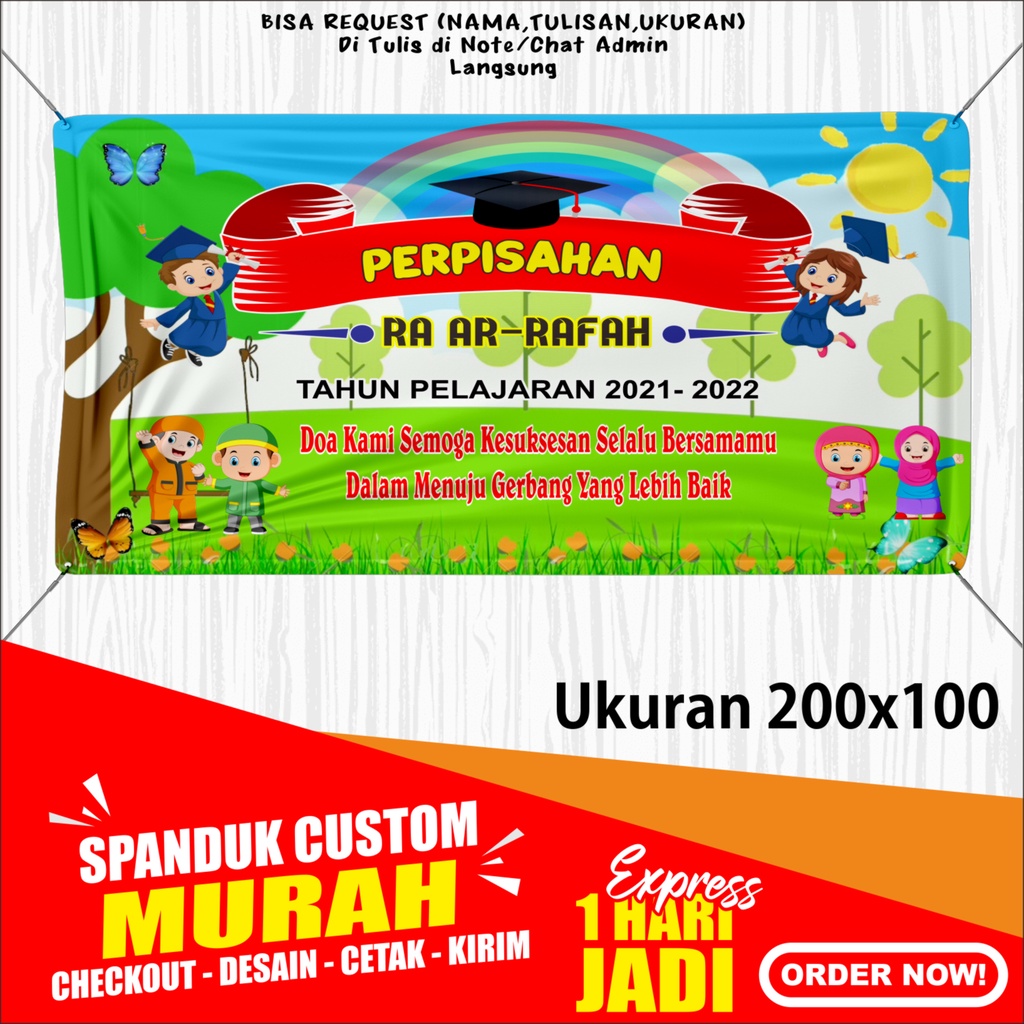 Banner Wisuda Perpisahan Tk, Spanduk Wisuda Perpisahan Tk, ( Bayar Ditempat ) 200x100 cm