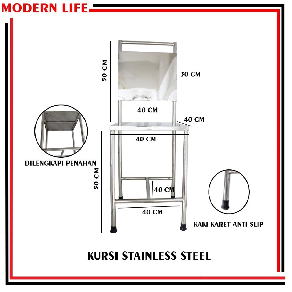 Kursi Stainless Steel / Kursi Makan / Kursi Besar / Kursi Bar