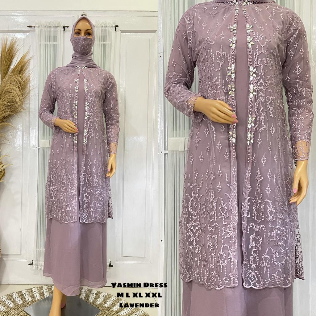 Permata Olshop / Yasmin Dress JN / Gamis Pesta Mewah / Kebaya Gamis Modern / Kebaya Terbaru / Kebaya Modern / Dress Kondangan