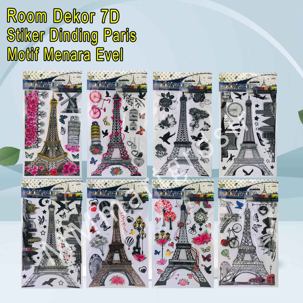 Room Dekor 7D / Stiker Dinding / Walpaper Menara Evel / Hiasan