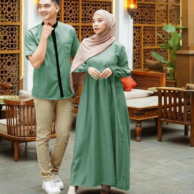 ❃ Couple Kurta Baju Pasangan Kemeja Koko Set Long Tunik Dress Polos ➼