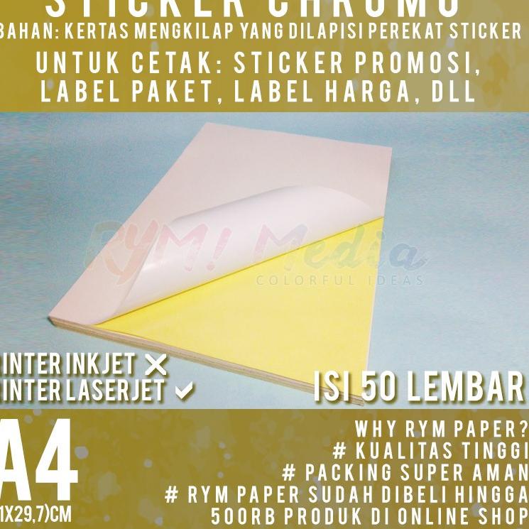 

[DISCOUNT 0Z791] Sticker Chromo A4 isi 50 lembar / Kertas Stiker Glossy Mengkilap A4 Terlaku.