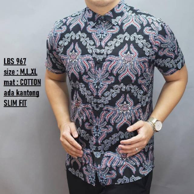 BAJU BATIK PRIA SLIM FIT | KEMEJA BATIK PRIA LENGAN PENDEK LBS 967