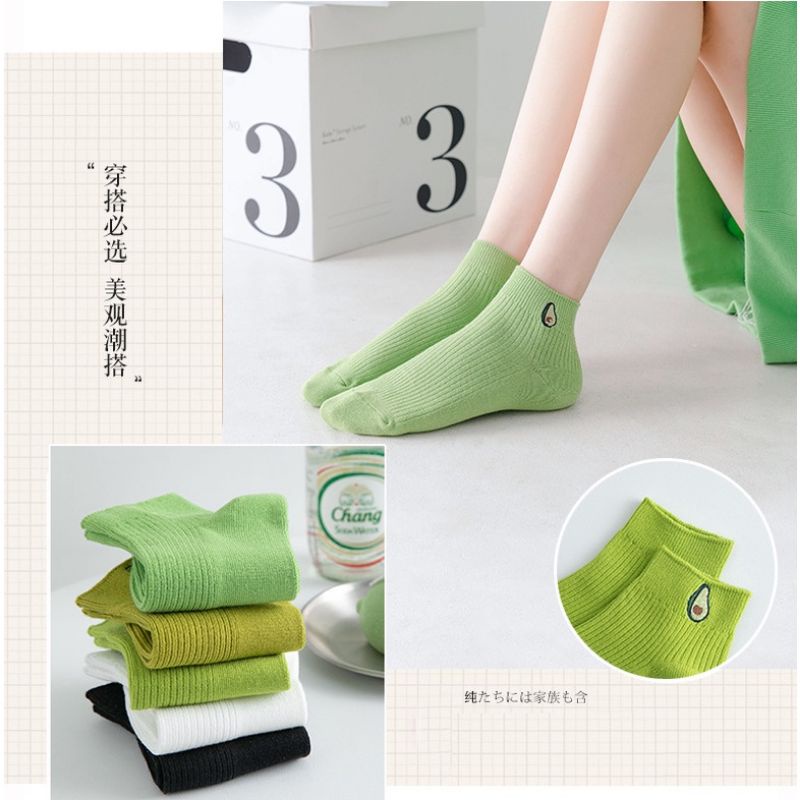 [COD] Kaos Kaki Garis Motif Alpukat Lucu Cute Import Kaos Kaki Pendek Wanita Kaos Kaki Katun Import