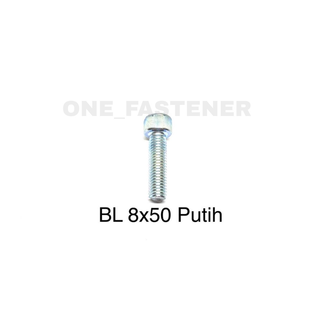 Baut L M8x50 Putih L6 8mm 5cm 8x50 hex socket Heads cap screw 12