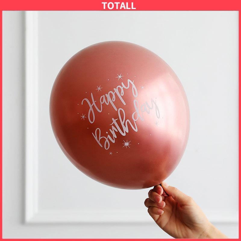 COD 12 inch chrome latex balloon print selamat ulang tahun balon logam dekorasi pesta ulang tahun-Totall