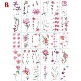 30 Lembar Set Stiker Tato Sementara Motif Bunga Anti Air 30 Lembar Set Stiker Tato Sementara Motif Bunga Anti Air