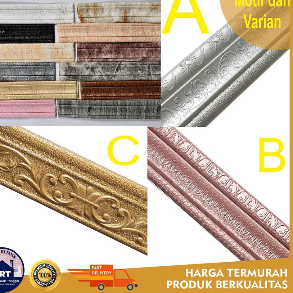 ➥ LIST PROFIL FOAM 8cm x 2,2m | Moulding Wallpaper Border Foam 3D Sticker Skirting Dinding Waincotin