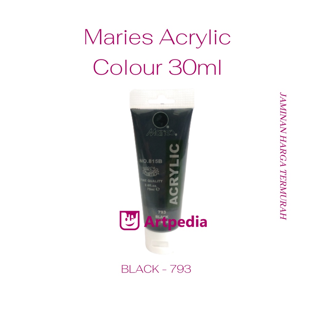 Maries - Black / Maries Acrylic Paint 30ML (Cat Akrilik) Warna Hitam