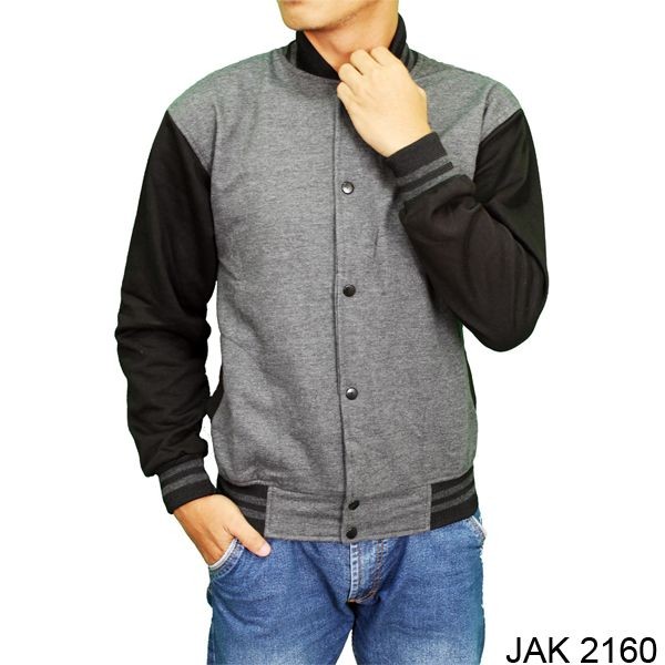 Jaket Baseball Pria Fleece Abu – JAK 2160