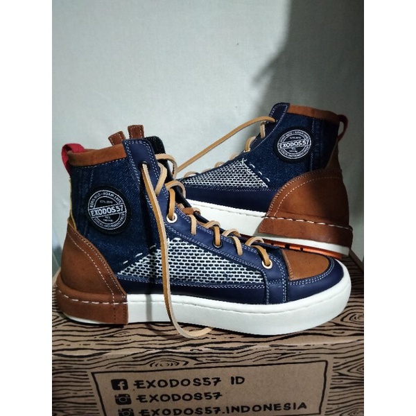 [ORIGINAL] Exodos57 x Bespoke Project - BEXOPOKE BLUE DENIM - Sneakers Pria, Leather Sneakers