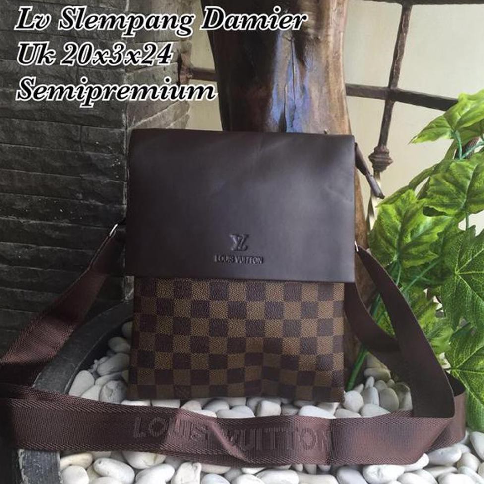 Paling Murah Promo Tas Selempang Pria Motif Kotak Coklat Lv Kw Super