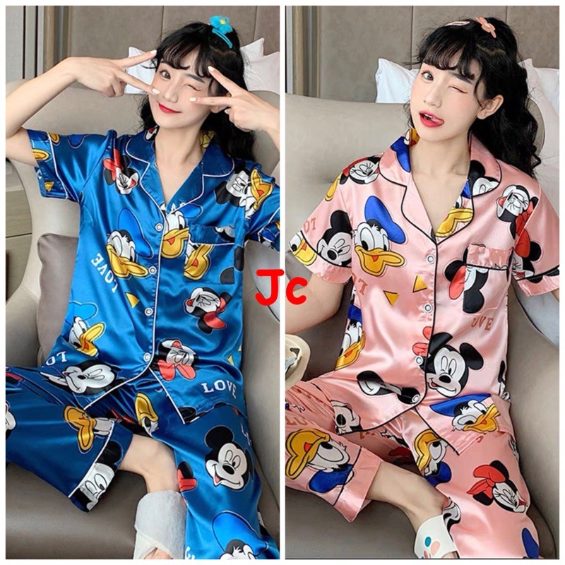 JC- Set Piyama Baju Tidur SATIN Import CP / Piyama wanita Satin import / Piyama wanita Sutra kekinian