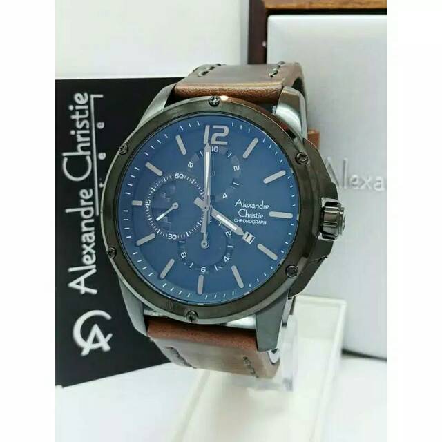 Alexandre Christie AC 6486 Full Black Leather Brown
