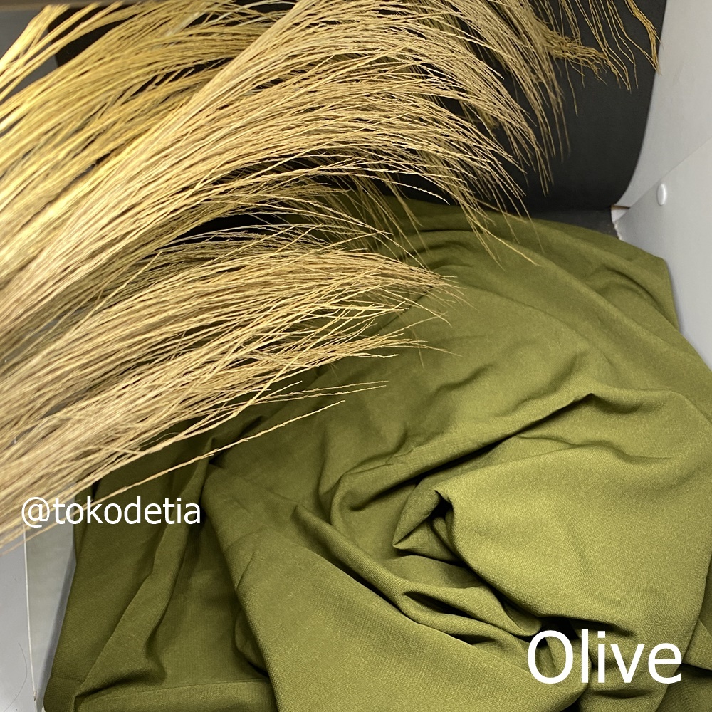 TERMURAH Kain Wolfis Grade A /  Wolpeach Premium /Wolvis Premium gamis tunik fashion-Olive