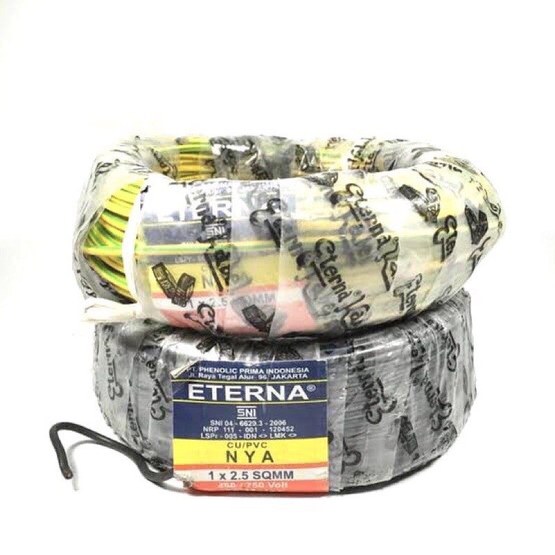 Kabel Eterna NYA 1X2.5 50 Meter 1 Rol 50M Merah Hitam Biru Kuning