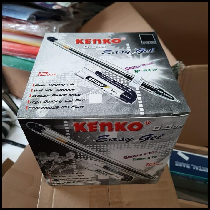 

Pulpen Kenko Easy Gel Hitam 1 Gross Isi 12 Lusin