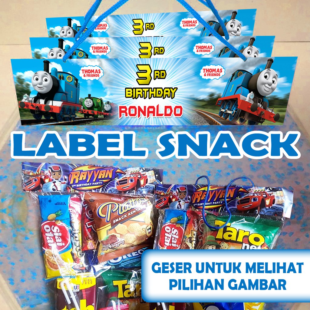 

LABEL PLASTIK SNACK TEMA THOMAS ULTAH / ULANG TAHUN LEBAR 20CM