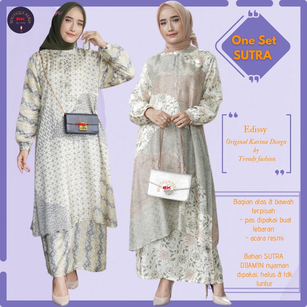 Dres one set sutra gamis Set rok lebaran / resmi/kondangan semi sutra cewek/ remaja/dewasa/premium