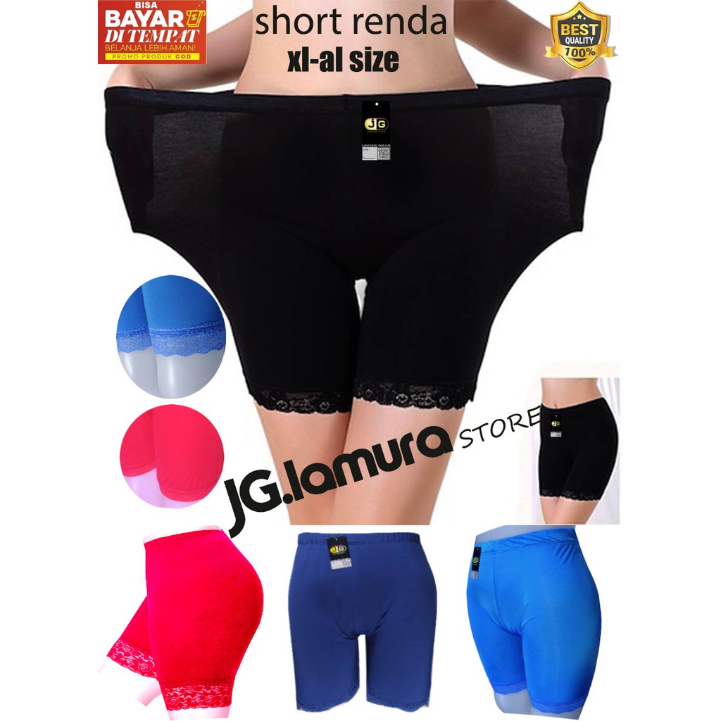 CELANA SHORT RENDA 3 Pcs  LEGGING RENDA pendek ready size XL - allsize(m-L) shot renda PENDEK WANITA