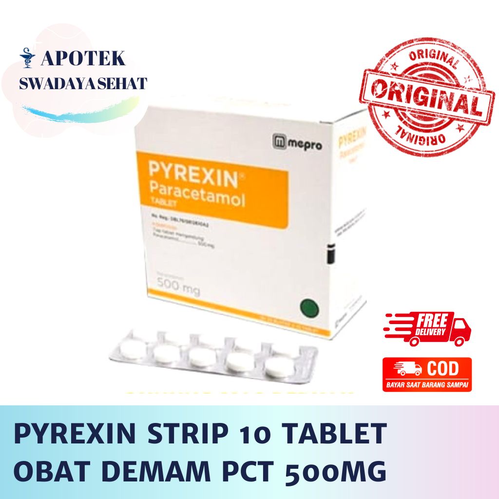 PYREXIN Strip 10 Tablet Paracetamol 500 MG - Obat Penurun Demam Sakit Kepala Parasetamol Pireksin Pirexin
