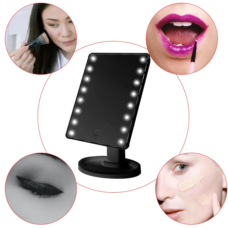 Gro Cermin Makeup 16 / 22 LED Touchscreen Bisa Berputar 360 Derajat