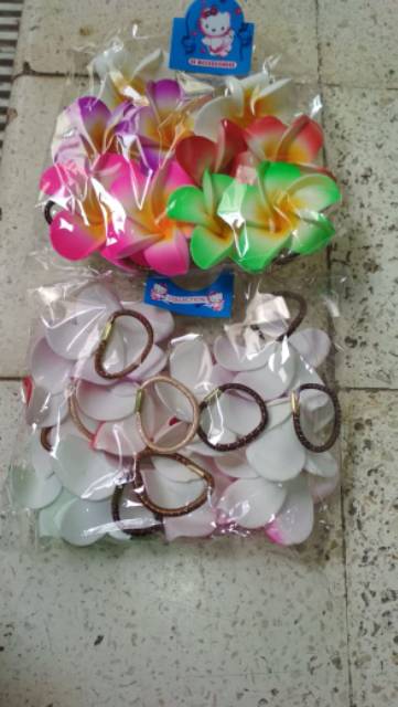 Paket Karet rambut bunga spon isi 10pcs