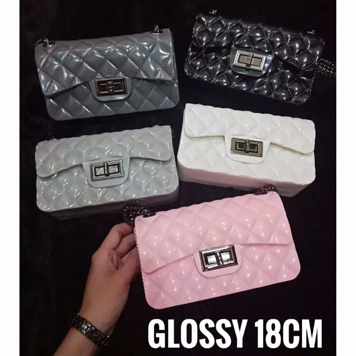 Tas Jelly Diamond Besar Tas Jelly Matte Tas Jelly Glossy Besar uk 22cm dan Kecil uk 18cm Tas Import