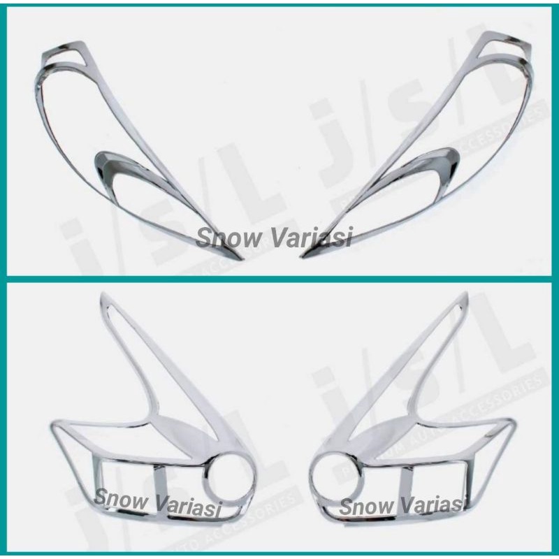 Paket Garnish Lampu Senja Depan Belakang Nissan Juke Chrome Hitam