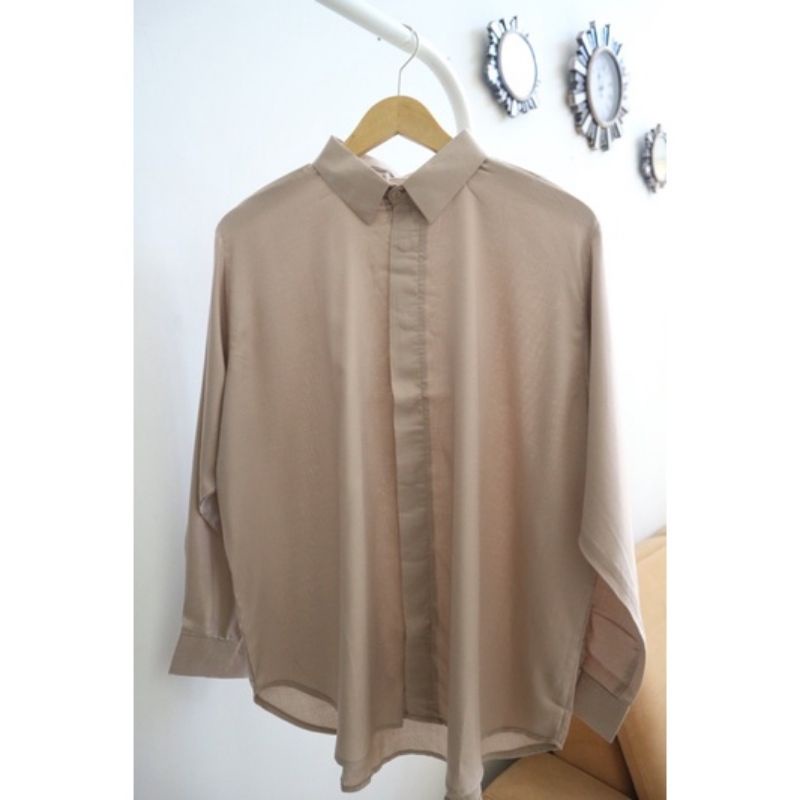 Kemeja Rayon Viscose Jumbo Basic Oversized Blouse Long Tee Atasan Kasual Adem