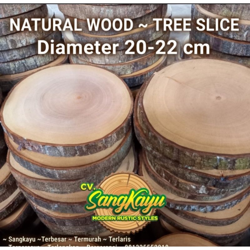 Natural wood slice diameter 20-22 cm potongan talenan kayu dekorasi