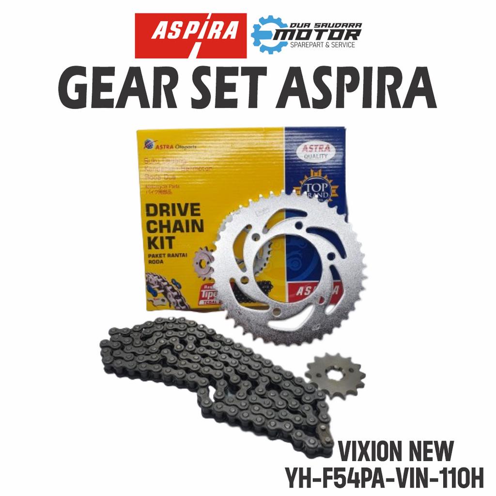 GEAR SET VIXION NEW ASPIRA GEAR RANTAI RODA SET GEAR PAKET UNTUK MOTOR VIXION NEW