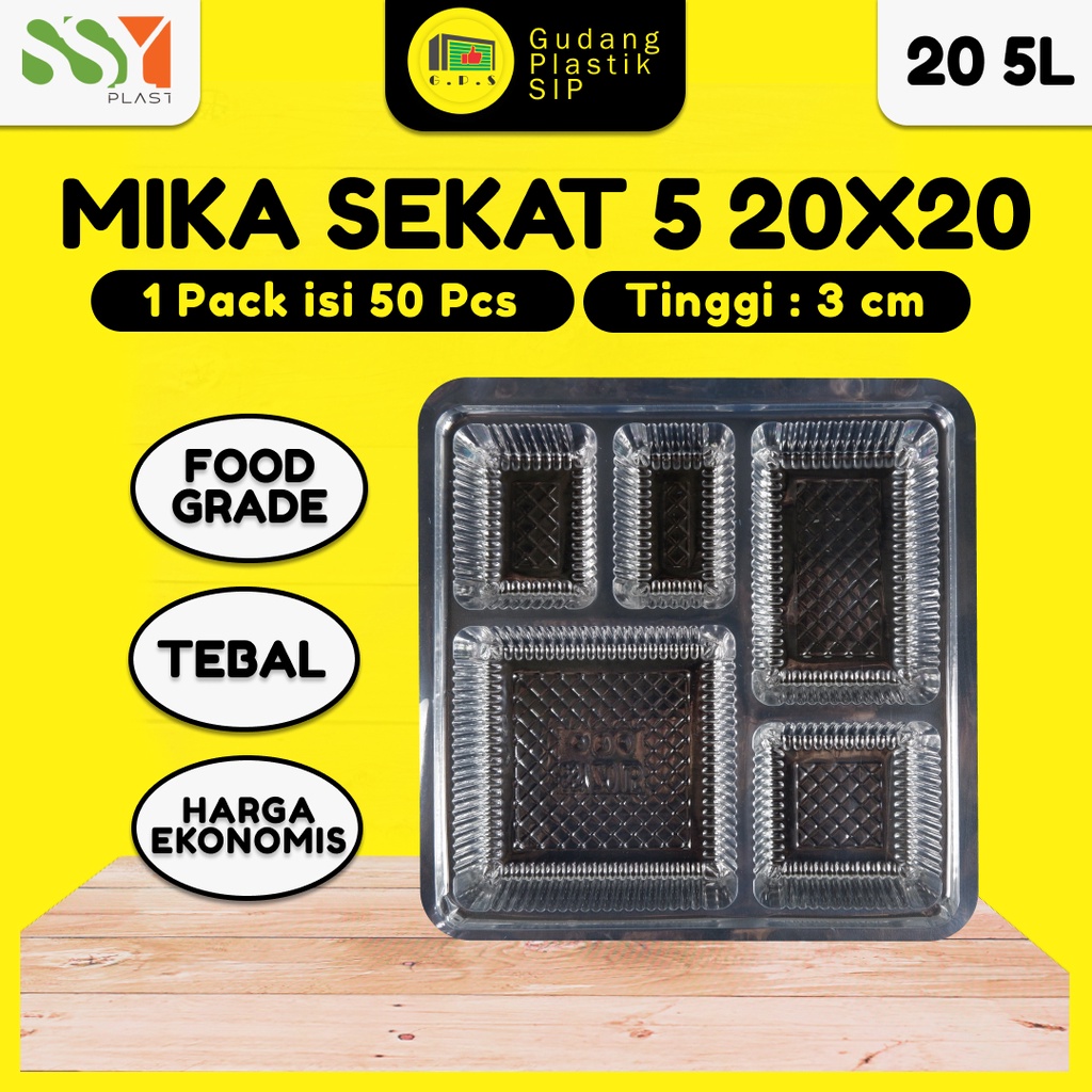 Mika Dus Nasi Sekat 5 Bening UK 20x20 Isi 50pc