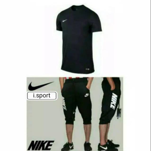 [2Pcs] Kaos Jersey &amp; Jogger Bawah Lutut