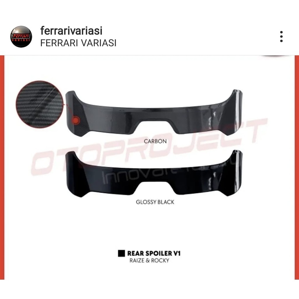 Spoiler toyota raize / rocky  Ferrari Variasi