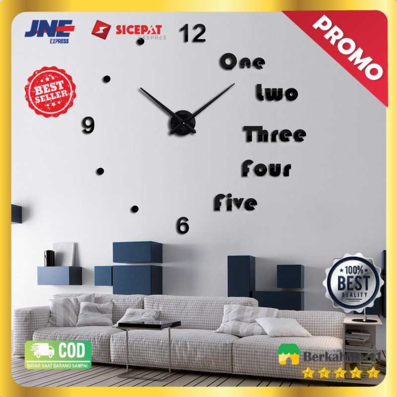 Jam Dinding Besar DIY Giant Wall Clock Aryclic Underline Angka DIY-201