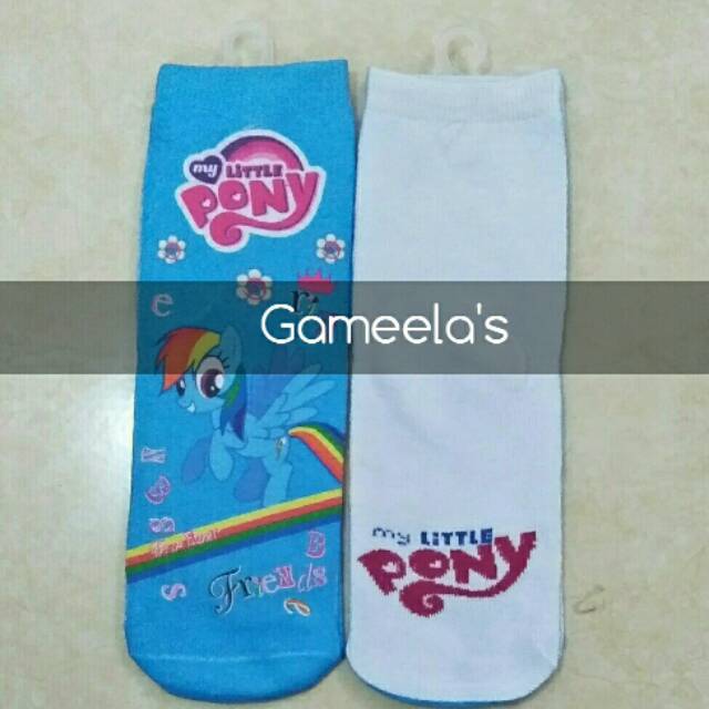 Kaus Kaki Anak Cewek Size L 22 Cm - Printing Karakter My Little Pony Rainbow Dash - Kartun Lucu Imut